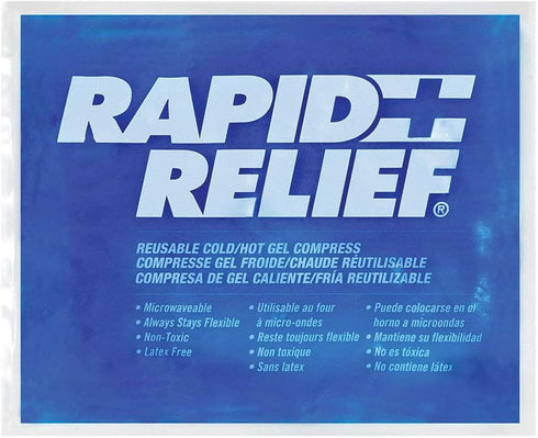 Rapid Relief Reusable Hot & Cold Gel Compress with Contour-Gel 9x11-Inch Large Cold Compress Blue Gel Ice Pack for Injuries