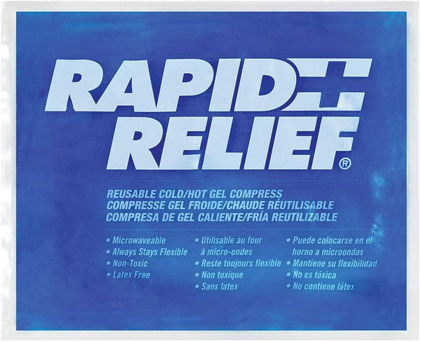 Rapid Relief Reusable Hot & Cold Gel Compress with Contour-Gel 9x11-Inch Large Cold Compress Blue Gel Ice Pack for Injuries