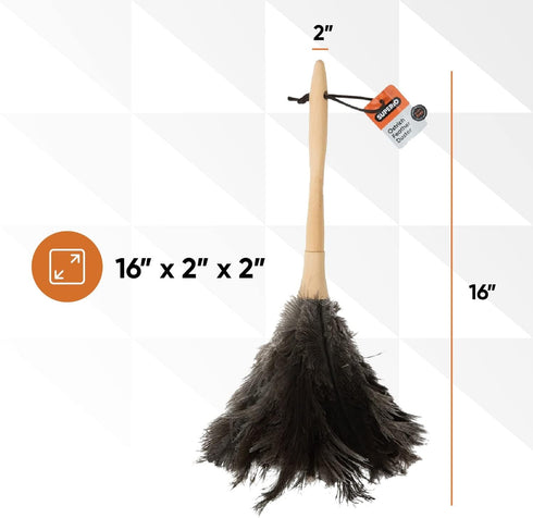 Superio Ostrich Feather Duster Fluffy Dust Remover, with Wooden Handle Reusable for Cleaning Homes, Ceilings, and Furniture (3 Pack) (1 Pack) by Superio