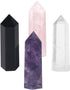 Healing Crystal Wands, 2" Amethyst, Rose Quartz, Clear Quartz, Black Obsidian, 6 Faceted Reiki Chakra Stones