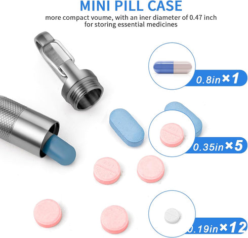 Small Titanium Pill Case | TISUR Keychain Pill Holder Travel Pill Box Container, Portable Waterproof Metal Pill Case
