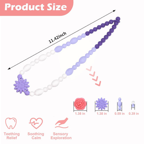 Vanelioris Chew Necklaces for Sensory Kids Adults, Flower Chewy Necklace Sensory Toys for Autism Nail Biting Anxiety