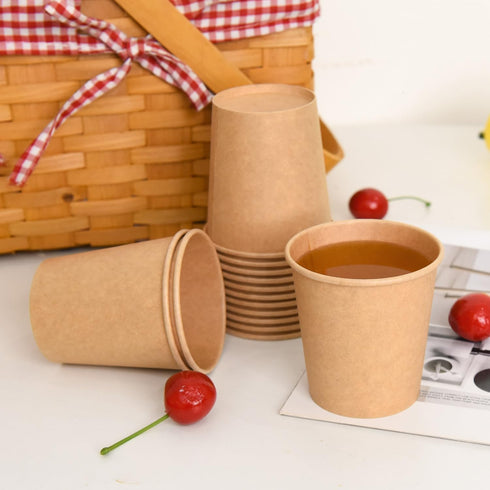 Vumdua 800 6 oz Pcs Kraft Paper Cups - Disposable Paper Cups Hot Cold Beverage Drinking Cup for Coffee, Water, Tea