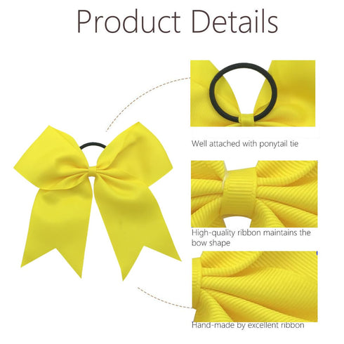 Hipcheer 20pcs 8" Large Cheer Bows for Girls, Hand-made Grosgrain Ribbon Hair Accessories for Teen Girls