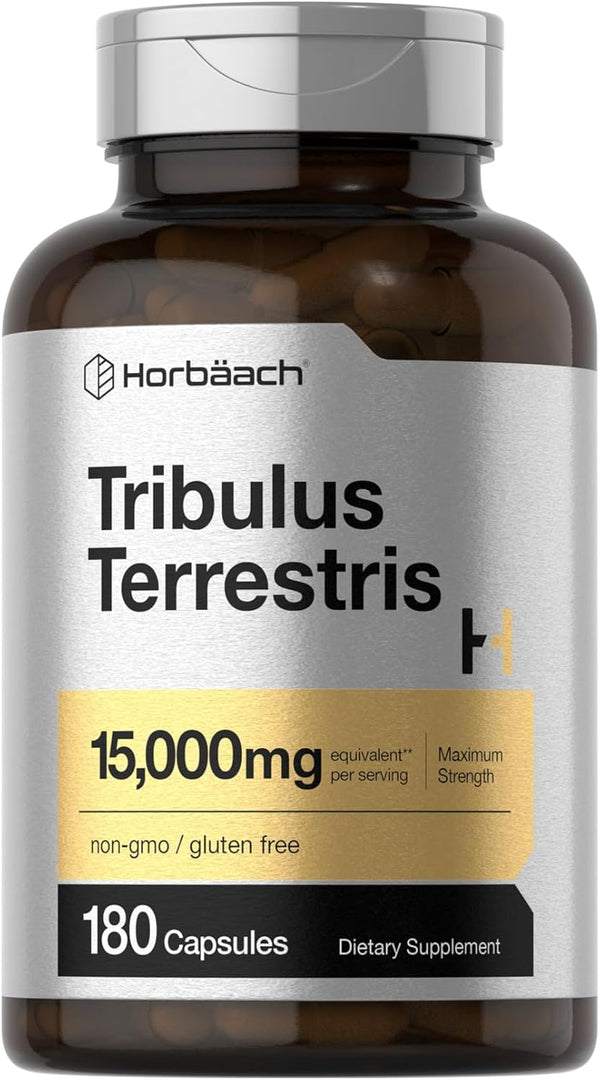 Horbaach Tribulus Terrestris for Men, 15000mg, 180 Capsules, Maximum Strength, Non-GMO