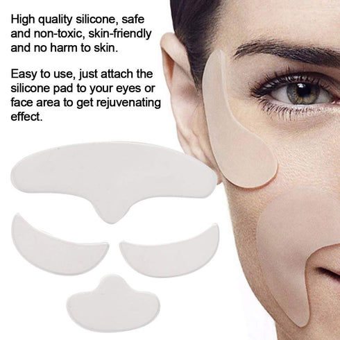 ZJchao Wrinkle Patches, 4Pcs Anti Wrinkle Silicone Patch Pad, Reusable Forehead Eye Face Chin Patch for Women