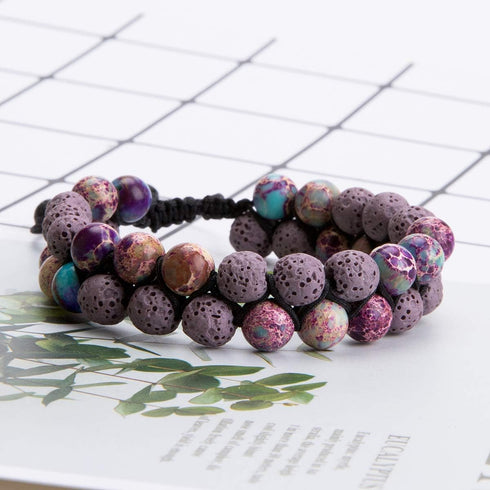 Bivei Aromatherapy Essential Oil Diffuser Bracelet, Lava Stone Bead Gemstone Anxiety Diffuser Bangle
