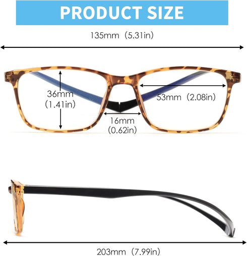 JM 2 Pack Magnetic Reading Glasses for Men Women, Hang Neck Blue Light Blocking Computer Readers Tortoise & Clear +2.0