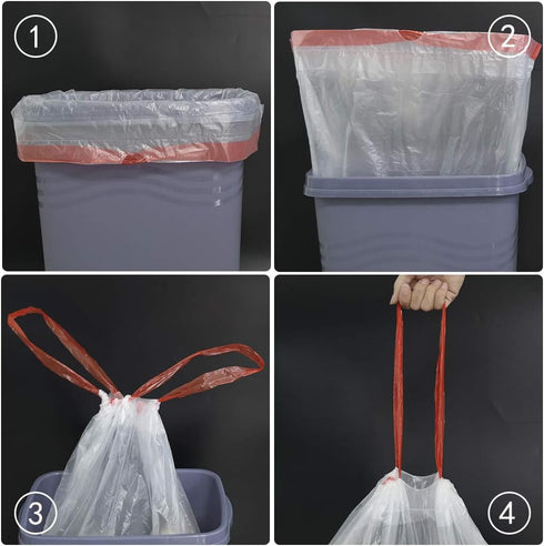 Inhouse 7 Gallon Clear Trash Bags, 120 Counts, Drawstring Garbage Bags