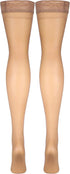 Sheer Compression Stockings, 8-15 mmHg, Women's Thigh High Length, 20 Denier, Beige, Large
