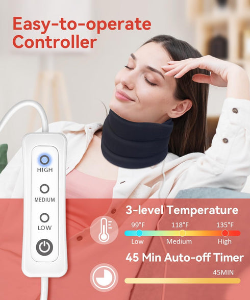 Neck Pain Relief Heated Brace with Vibration Massage Support