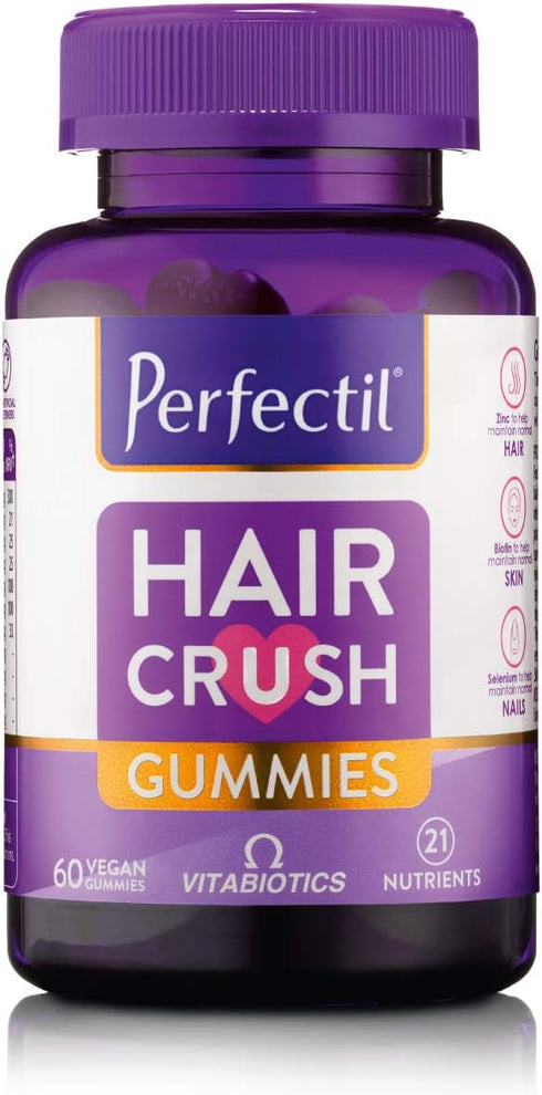 Perfectil Hair Crush Vitamin Gummies - Hair Growth & Thickening Formula | Supports Thicker, Healthy Hair | Vegan