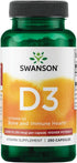 Swanson Higher Potency Vitamin D-3 2000 IU - 250 Capsules for Bone and Immune Support