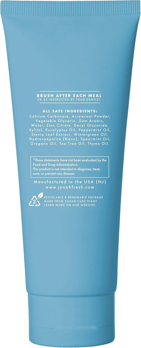 Jonah Fresh Fluoride-Free Nano Hydroxyapatite Toothpaste - Gentle Whitening, Re mineralizing, for Sensitive Teeth | All