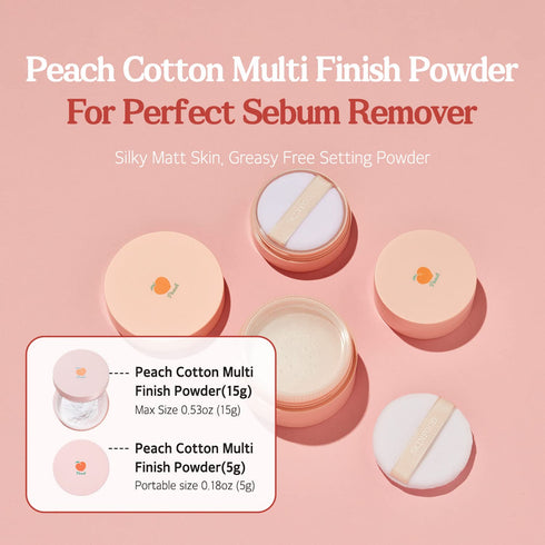 SKINFOOD Peach Cotton Multi Finish Powder 5g - Korean Peach Extract & Calamin Sebum Control Face Powder for Oily Skin