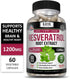 Kaya Naturals Resveratrol Capsules, Anti Aging Supplement with Antioxidants and Brain Support, 60 Veggies Capsules