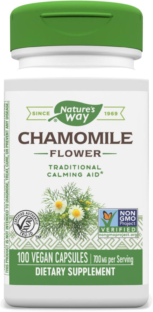 Nature's Way Chamomile Flower - 700 mg per 2-Capsule Serving, Herbal Supplement, 100 Vegan Capsules