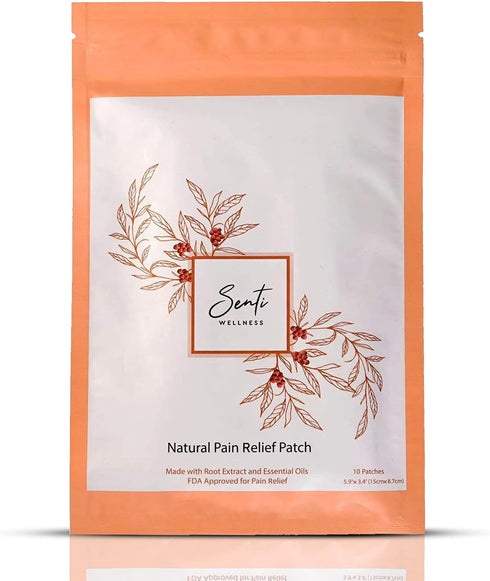 Senti Welless Natural Plant Based Pain Relief Patches, 10 Large Patches for Back, Neck, Shoulder, and Muscle Pain