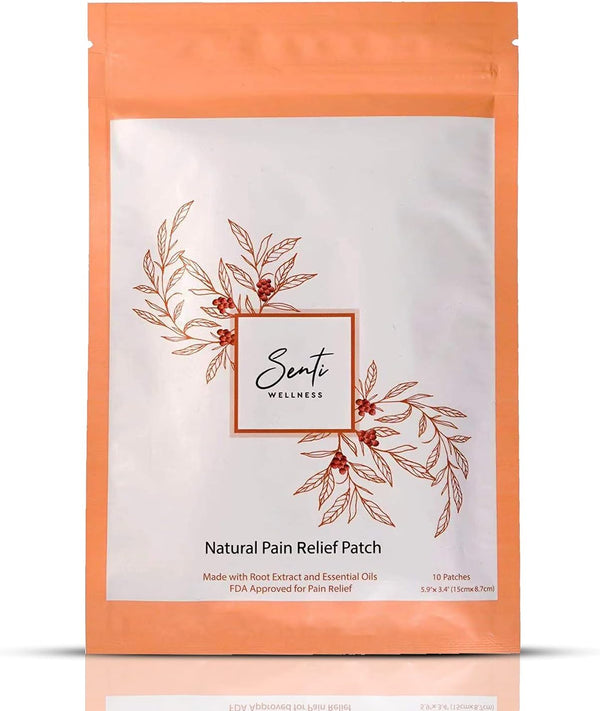 Senti Welless Natural Plant Based Pain Relief Patches, 10 Large Patches for Back, Neck, Shoulder, and Muscle Pain