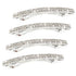 Small Sparkly Rhinestone Hair Clips, Silver Metal Rectangular Spring Barrettes for Women and Girls