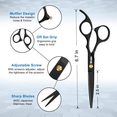 Sirabe 10 PCS Hair Cutting Scissors Set, Professional Haircut Kit with Cutting Scissors, Thinning Shears, Comb, Cape,