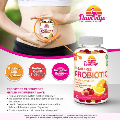 Probiotic Gummies Sugar Free - 5 Billion CFU - 90 Gummy Probiotics for Women, Kids, and Men