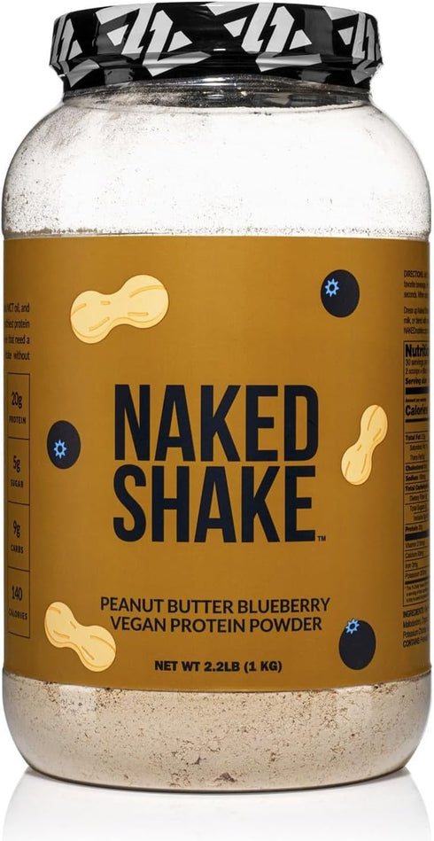 Naked Shake - Peanut Butter Blueberry Protein Powder, Plant Based with MCT Oil, Gluten-Free, 30 Servings