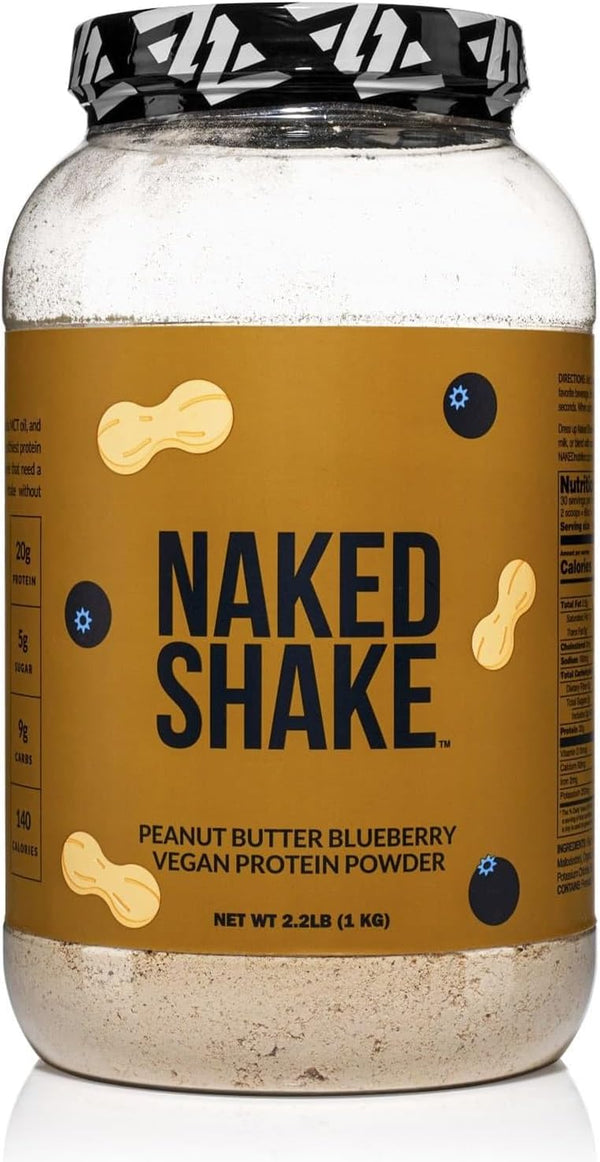 Naked Shake - Peanut Butter Blueberry Protein Powder, Plant Based with MCT Oil, Gluten-Free, 30 Servings