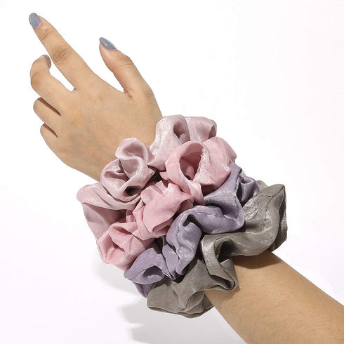 Ivyu Silk Satin Scrunchies, No Crease Hair Ties for Women, Thick Ponytail Holders with Soft Elastic Bands