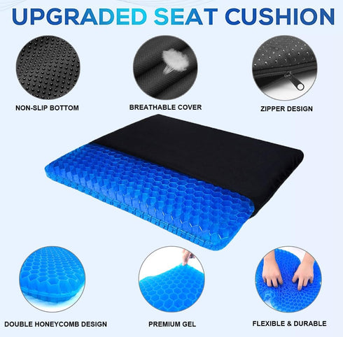 Helishy Gel Seat Cushion - Non-Slip Egg Seat Cushion Chair Pads - Office Chair Car Seat Cushion for Sciatica & Back