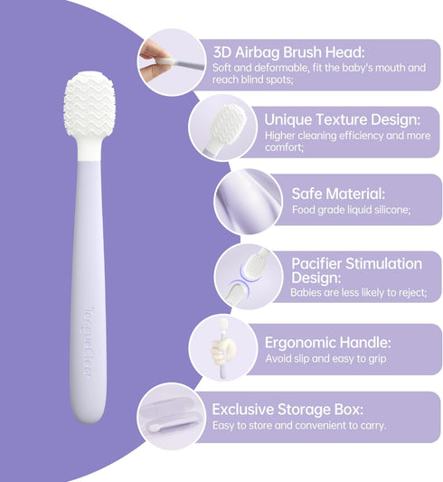 Kids Tongue Scraper, Infant & Newborn Oral Cleaner, Toddler Toothbrush for Mouth and Gum Cleaning