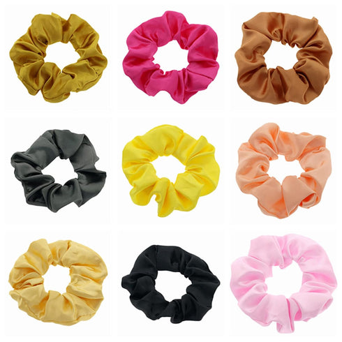 Women Teen Girls Satin Scrunchies, Hair Accessories Elastic Ponytail Holder - Set of 2 (Green)