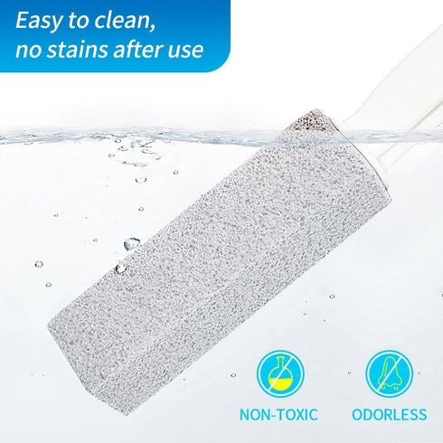 Pumice Stone for Toilet Bowl Cleaning, 2 Piece Pumice Stick with Handle, Cleans Away Limescale, Hard Water Rings