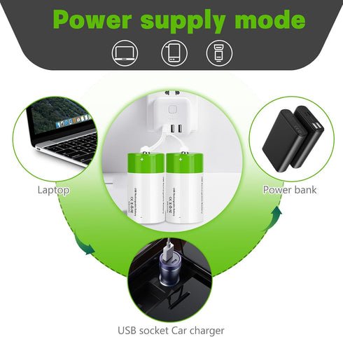 seyyen 6 Pack,7500mWh 1.5V 4 1 Lithium Rechargeable D Batteries High Capacity Li-ion D Batteries with in USB-C Charge