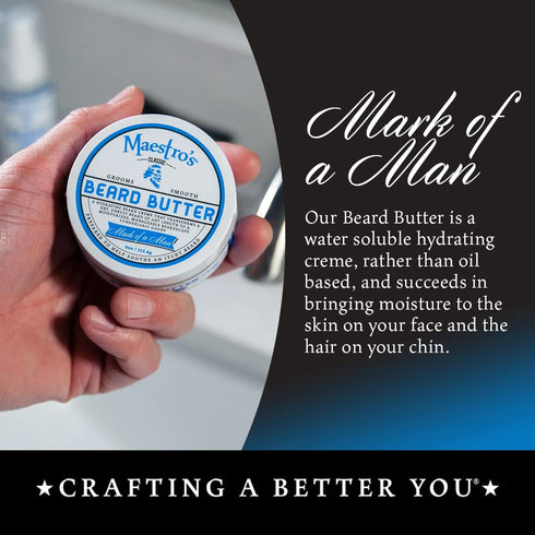 Maestro's Classic BEARD BUTTER | 4 Ounce Mark of a Man Blend, Hydrating, Anti-Itch, Extra Soothing for All Beard Types