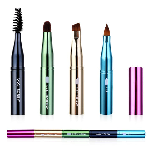 simarro 4 in 1 Portable Makeup Brush Set, Travel Size Detachable Brushes for Foundation, Concealer, and Powder