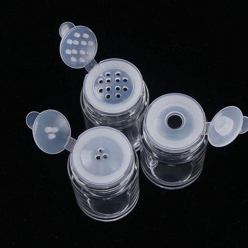 RAYNAG 6 Pieces Mini Empty Loose Powder Bottle, Travel Cosmetic Glitter Shaker with Sifter and Lids