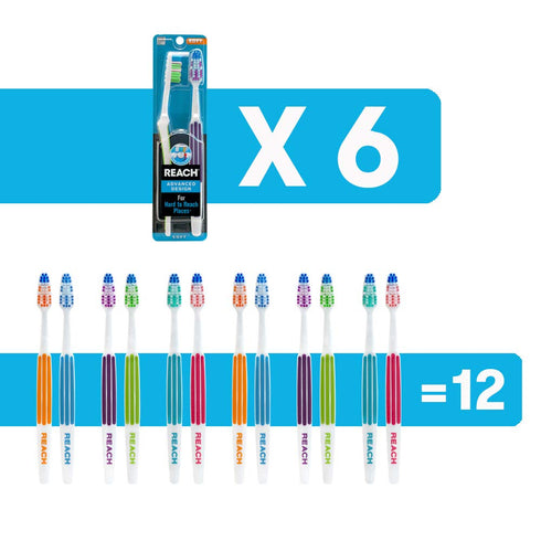 REACH Advanced Design Toothbrushes - Soft, 2-Count (Pack of 6)