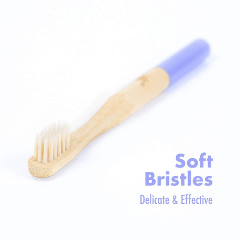 Kids Bamboo Toothbrush Set of 4 with Soft Bristles, Eco Friendly, BPA Free