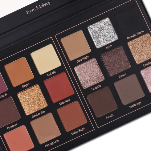 Prism Makeup Matte Eyeshadow Palette Pro, 18 Colors Pigmented Shimmer Glitter, Long Lasting Waterproof (01# Seductress)