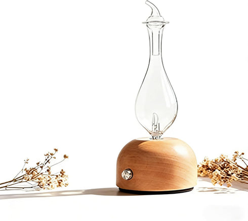 TERBRACO Waterless Essential Oil Diffuser - Electric Wood Glass Ultrasonic Fragrance Aromatherapy Scent