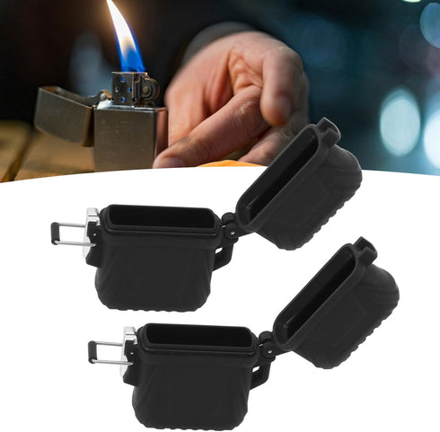 2 PCS Waterproof Lighter Case Cover, Outdoor Survival Multipurpose Seal Lighter Pouch, Black