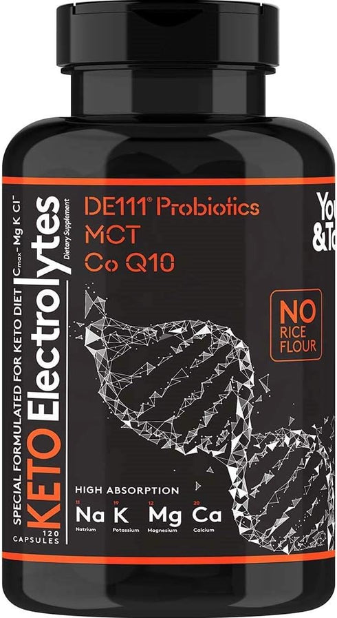 120 MCT Keto Electrolytes Pills | Premium Grade Salt Supplement with Magnesium, Probiotics, Co Q 10, Designed for Low