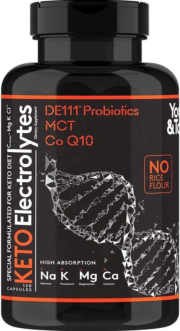 120 MCT Keto Electrolytes Pills | Premium Grade Salt Supplement with Magnesium, Probiotics, Co Q 10, Designed for Low