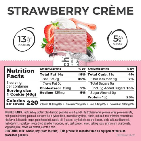 Power Crunch Protein Wafer Bars, High Protein Strawberry Crème Snacks, 1.4 Ounce (12 Count)