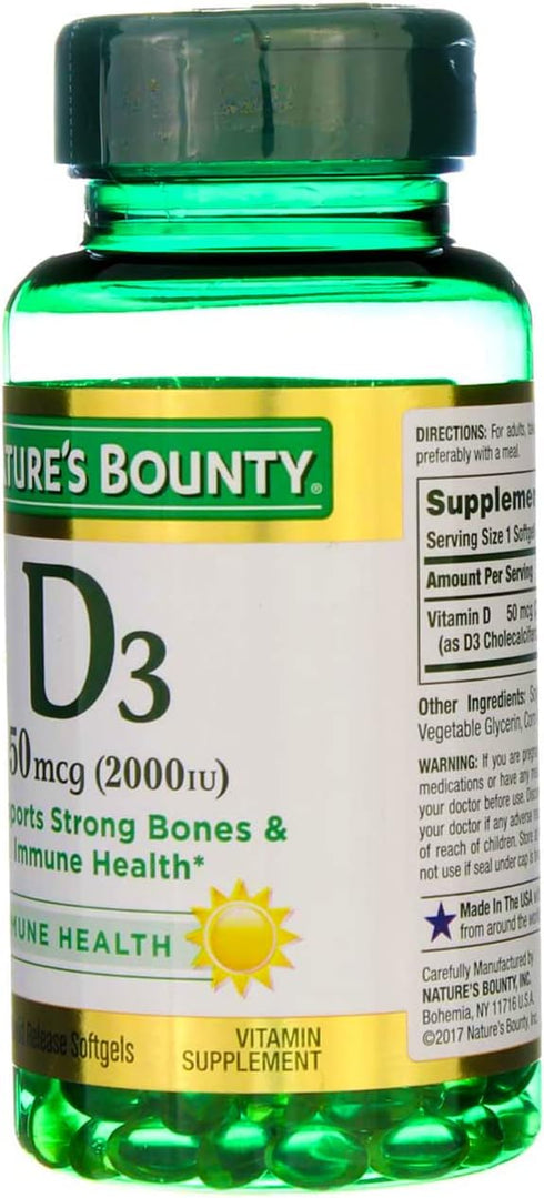 Nature's Bounty Vitamin D3 2000 IU Softgels, 150 ea (Pack of 4)