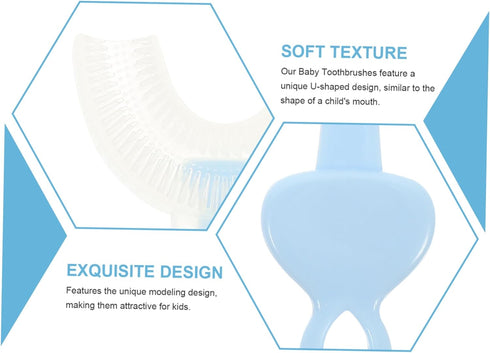 Set 4pcs FRCOLOR Kids U-Shaped Toothbrush Soft Silicone Baby Oral Cleaner Fun Design for Healthy Gums for Travel