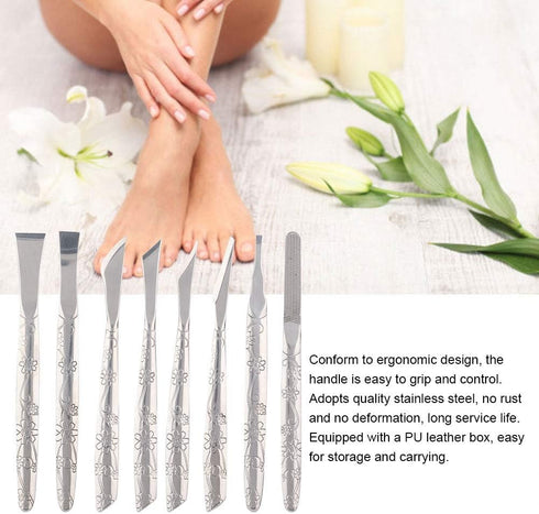 Ingrown Toenail Tool, 8pcs Stainless Steel Foot File, Dead Skin Remover, Pedicure Tool Set for Ingrown Foot Care