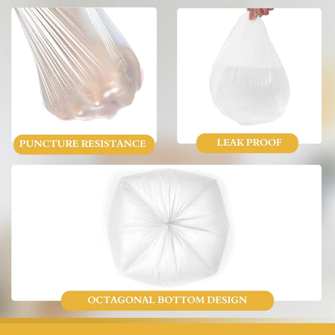 Medium Trash Bags, 6-8 Gallon White Garbage Bags, Unscented Trash Can Liners for Bathroom, Bedroom, Office