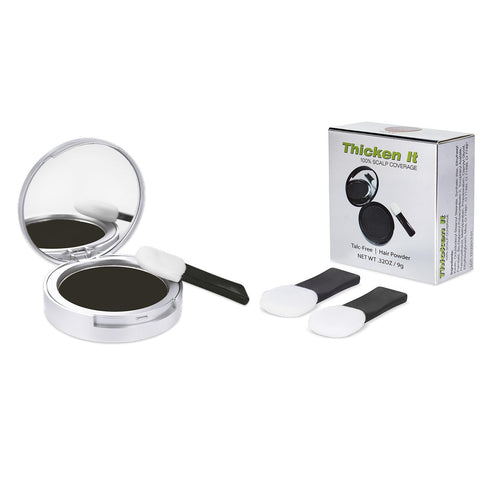 Thicken It 100% Scalp Coverage Hair Powder, BLACK, Talc-Free, Water Resistant Hair Loss Concealer.